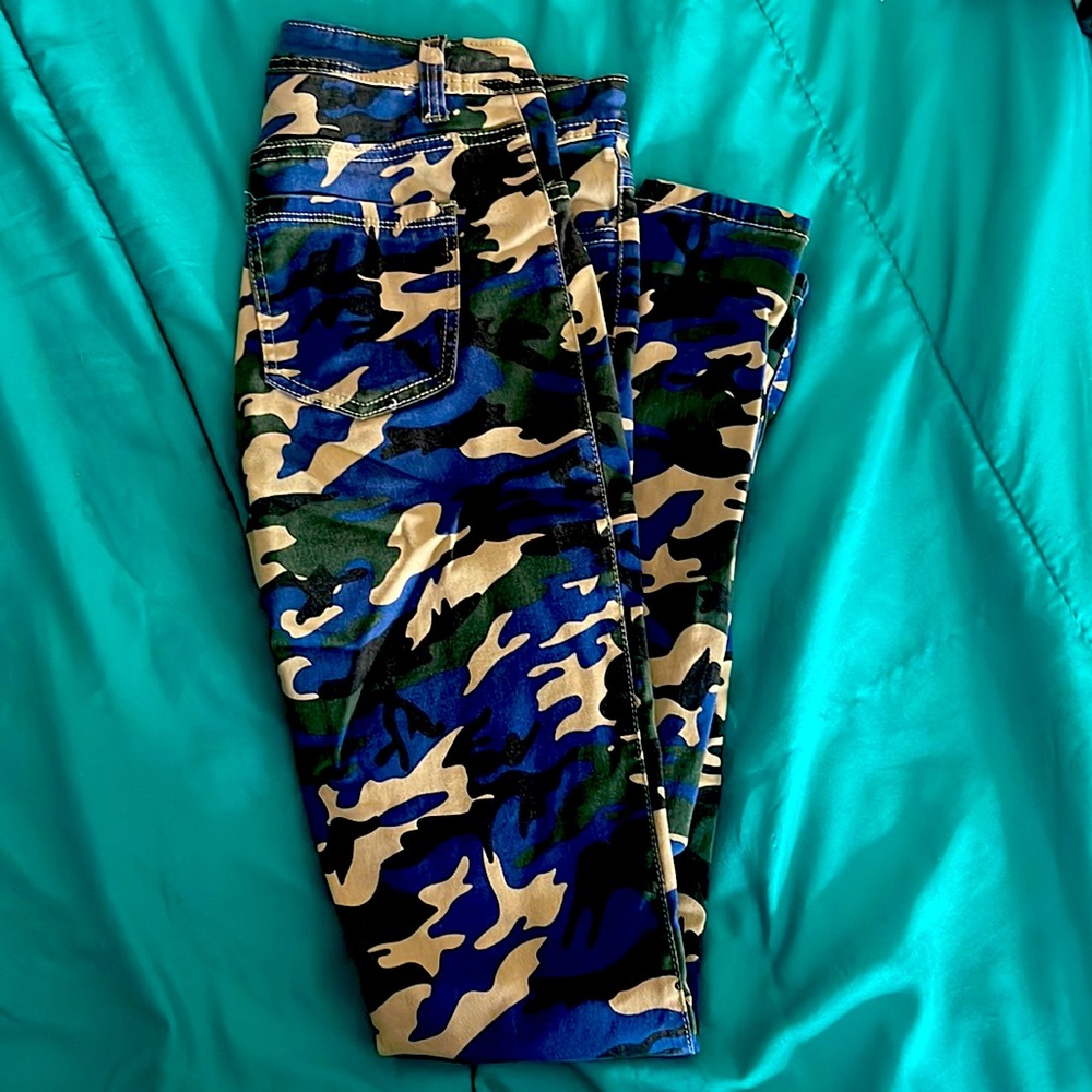 Blue/Green/Tan Cameo Skinny Jeans